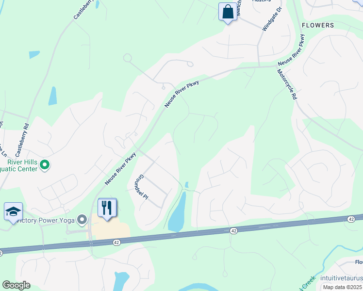 map of restaurants, bars, coffee shops, grocery stores, and more near 353 Daffodil Lane in Clayton