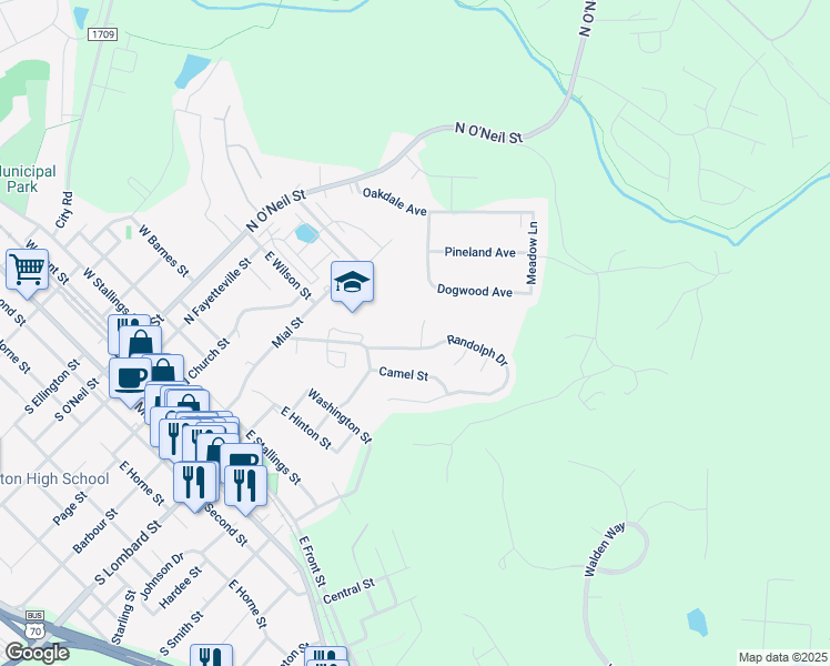 map of restaurants, bars, coffee shops, grocery stores, and more near 35 Nancy Court in Clayton