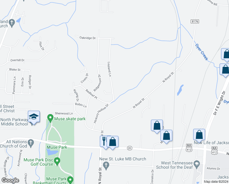 map of restaurants, bars, coffee shops, grocery stores, and more near 26 Lealand Lane in Jackson