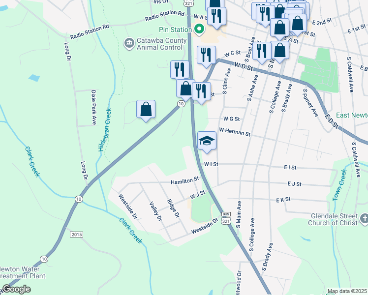 map of restaurants, bars, coffee shops, grocery stores, and more near 734 Southwest Boulevard in Newton