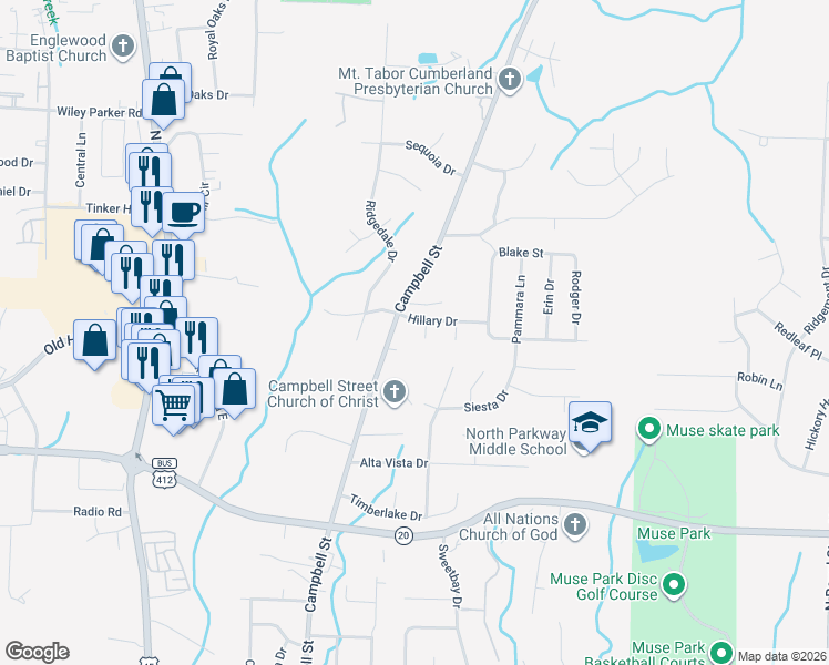 map of restaurants, bars, coffee shops, grocery stores, and more near 15 Riley Cove in Jackson