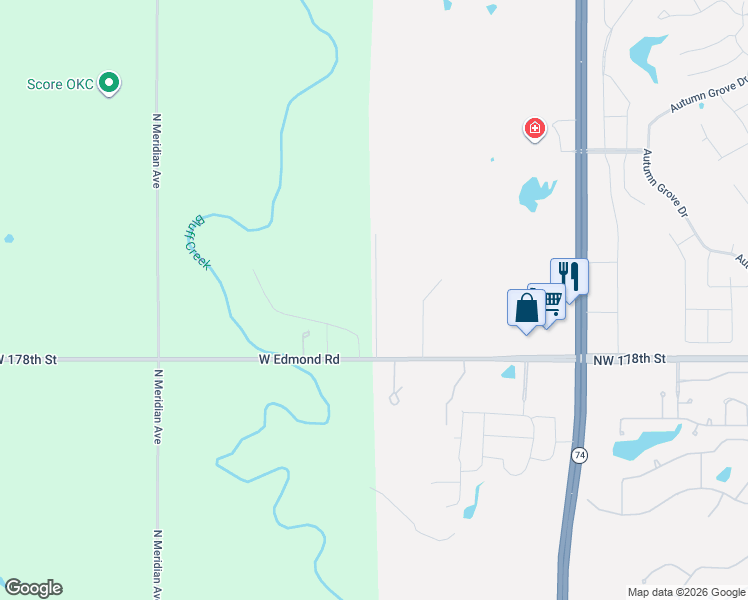 map of restaurants, bars, coffee shops, grocery stores, and more near 3951-3999 Northwest 178th Street in Edmond