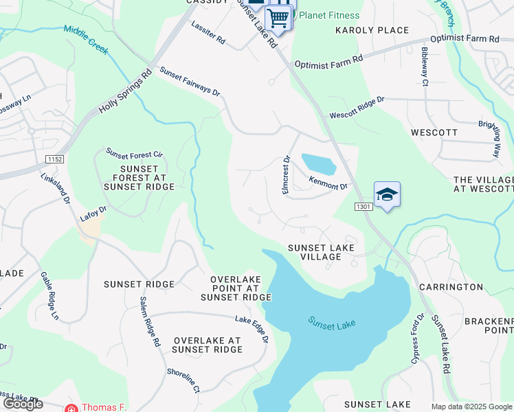 map of restaurants, bars, coffee shops, grocery stores, and more near 5504 Solomons Seal Court in Holly Springs