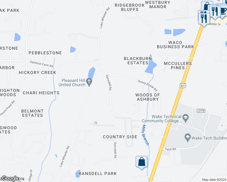 map of restaurants, bars, coffee shops, grocery stores, and more near 8837 Ransdell Road in Raleigh