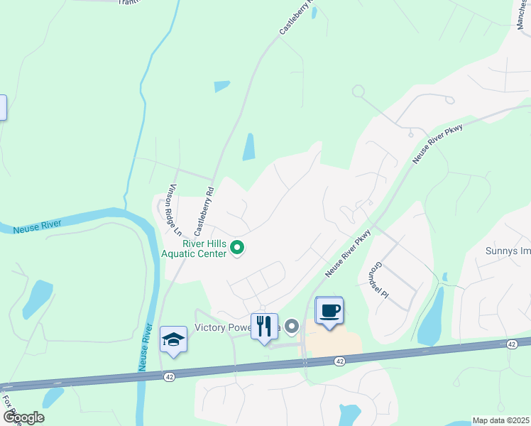 map of restaurants, bars, coffee shops, grocery stores, and more near 175 River Hills Drive in Clayton