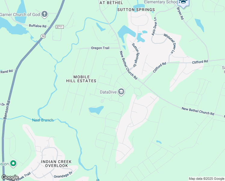 map of restaurants, bars, coffee shops, grocery stores, and more near 1408 New Bethel Church Road in Garner