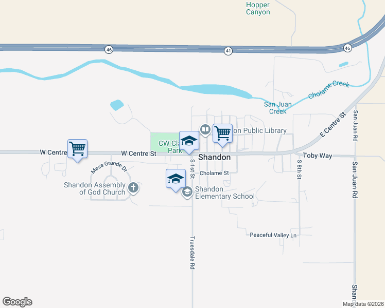 map of restaurants, bars, coffee shops, grocery stores, and more near 2 North 1st Street in Shandon