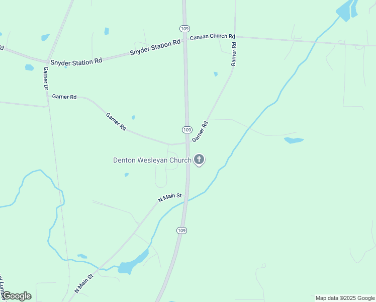map of restaurants, bars, coffee shops, grocery stores, and more near North Carolina 109 in Denton