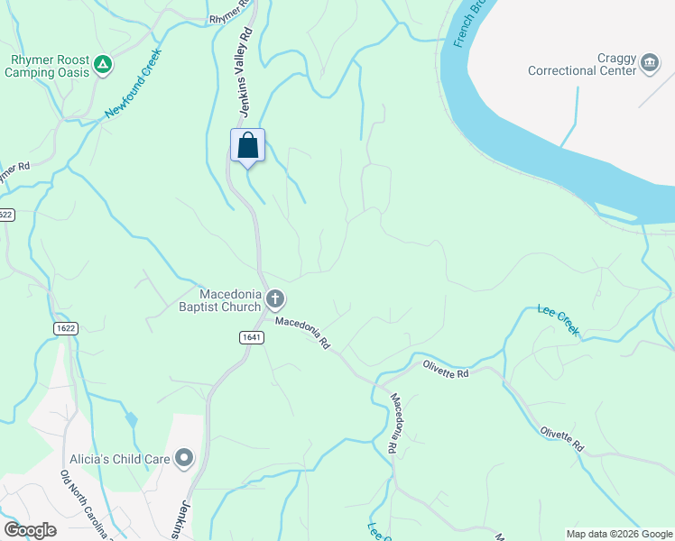 map of restaurants, bars, coffee shops, grocery stores, and more near 83 Old Macedonia Road in Alexander