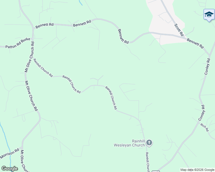 map of restaurants, bars, coffee shops, grocery stores, and more near 5360 Rainhill Church Road in Morganton