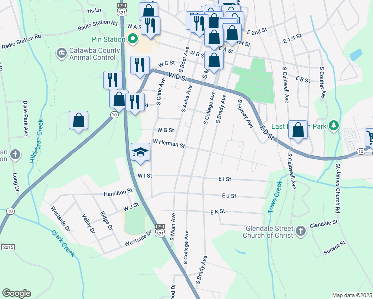 map of restaurants, bars, coffee shops, grocery stores, and more near 13 East Herman Street in Newton