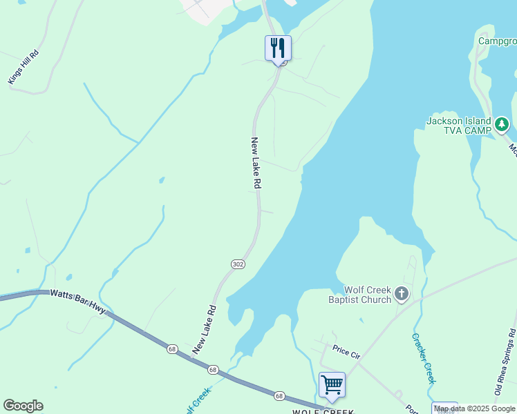 map of restaurants, bars, coffee shops, grocery stores, and more near 2963 New Lake Road in Spring City