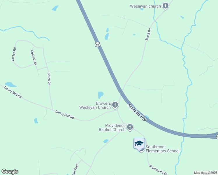 map of restaurants, bars, coffee shops, grocery stores, and more near 1632 Mack Road in Asheboro