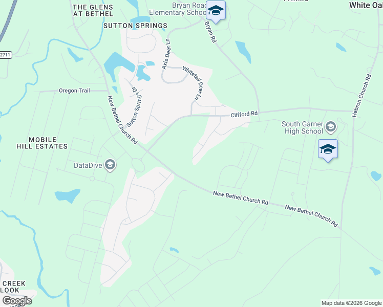 map of restaurants, bars, coffee shops, grocery stores, and more near 1612 Clifford Road in Garner