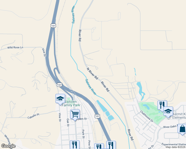 map of restaurants, bars, coffee shops, grocery stores, and more near 3770 River Road in Paso Robles