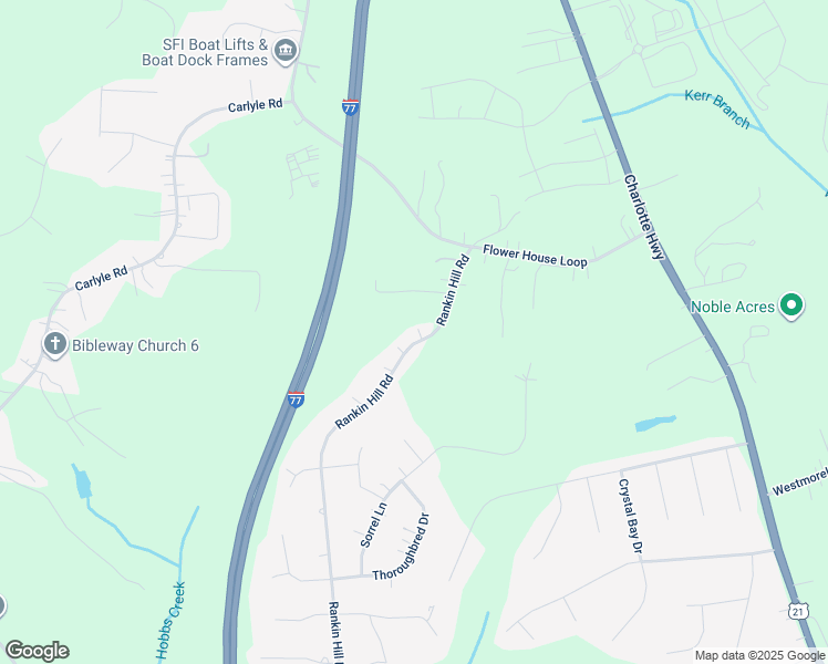 map of restaurants, bars, coffee shops, grocery stores, and more near 158 Rankin Hill Road in Troutman