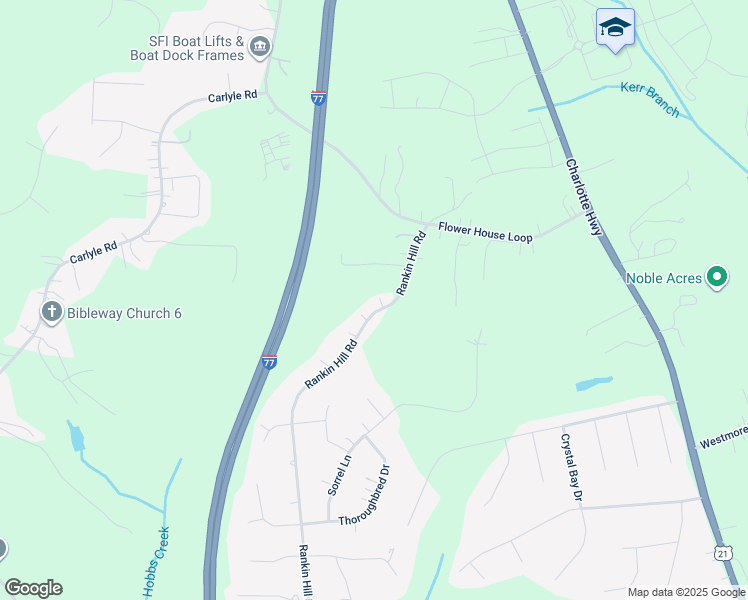 map of restaurants, bars, coffee shops, grocery stores, and more near 158 Rankin Hill Road in Troutman