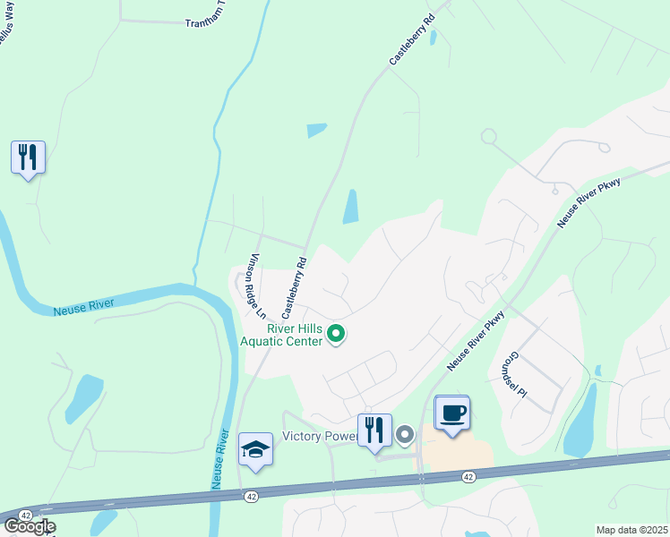 map of restaurants, bars, coffee shops, grocery stores, and more near 125 Ashton Court in Clayton