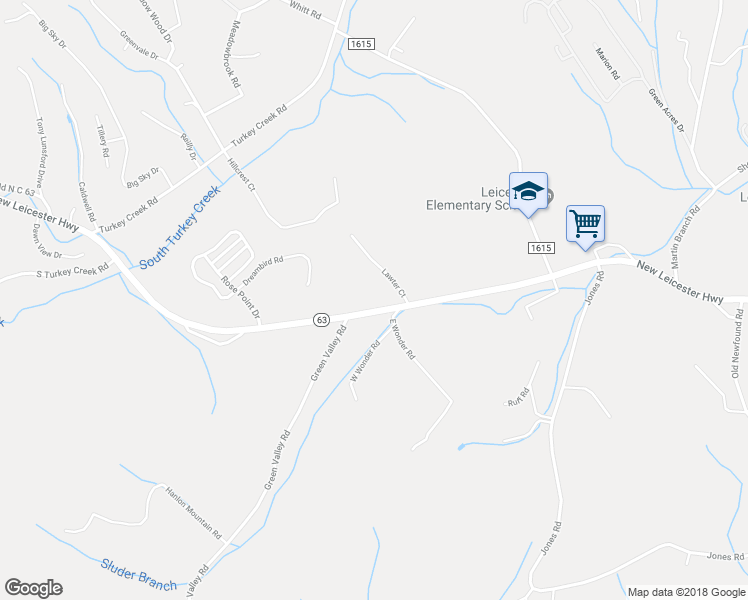 map of restaurants, bars, coffee shops, grocery stores, and more near 3003 New Leicester Highway in Leicester