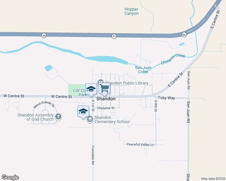 map of restaurants, bars, coffee shops, grocery stores, and more near 160 North 3rd Street in Shandon