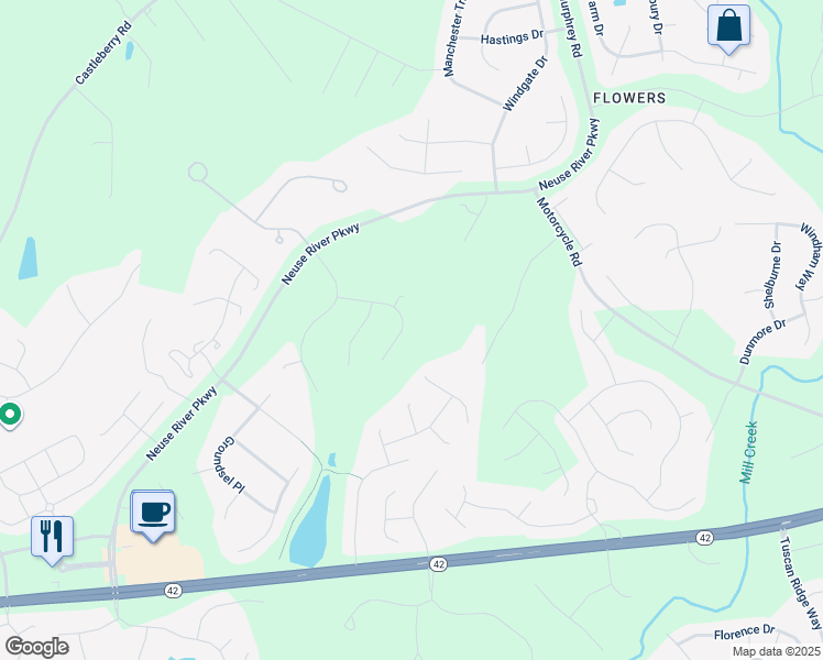 map of restaurants, bars, coffee shops, grocery stores, and more near 193 Fireweed Place in Clayton