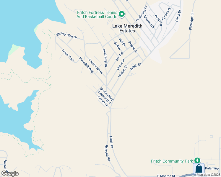 map of restaurants, bars, coffee shops, grocery stores, and more near 123 Cross Street in Fritch