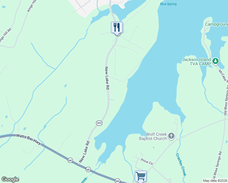 map of restaurants, bars, coffee shops, grocery stores, and more near 2815 New Lake Road in Spring City