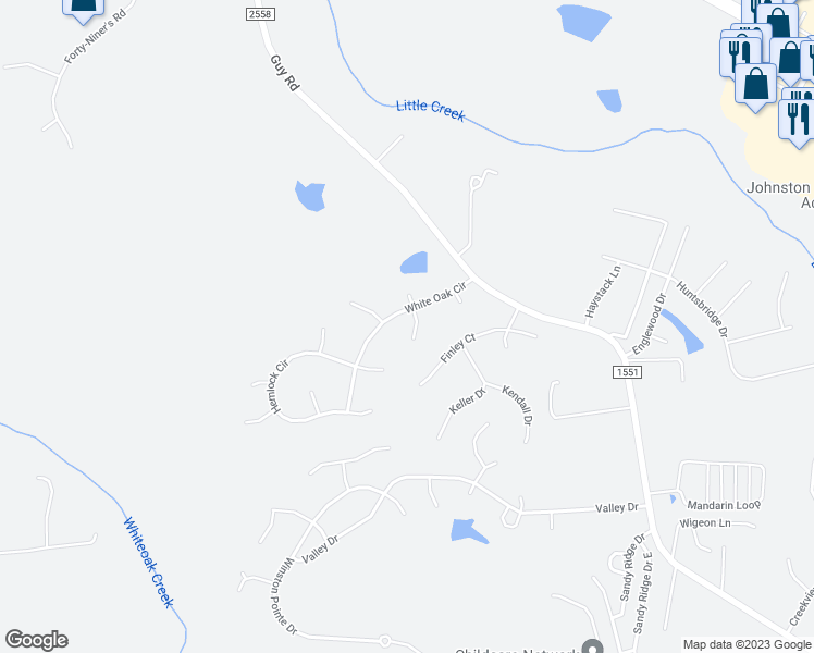 map of restaurants, bars, coffee shops, grocery stores, and more near 1909 Red Oak Lane in Clayton