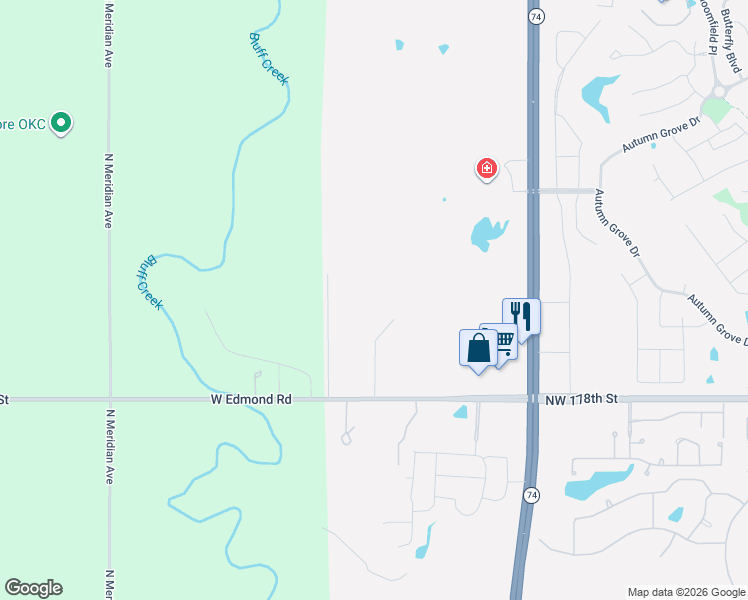 map of restaurants, bars, coffee shops, grocery stores, and more near 3951-3999 Northwest 178th Street in Edmond