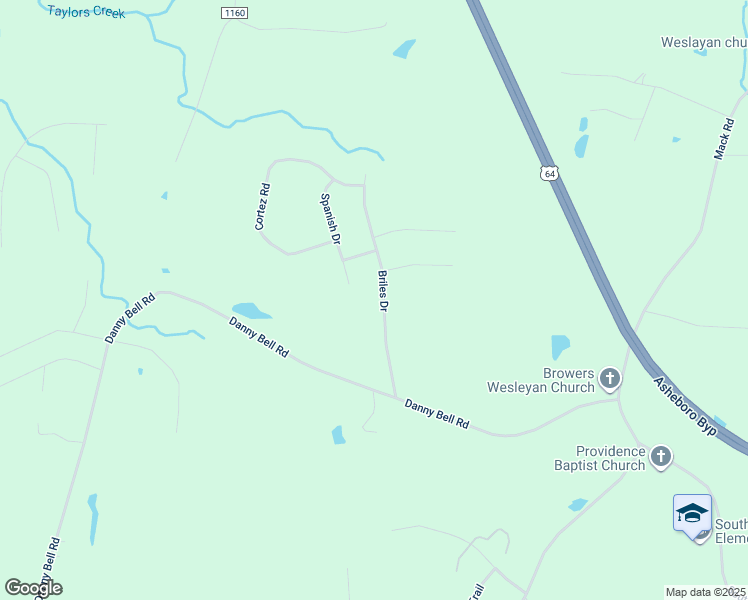 map of restaurants, bars, coffee shops, grocery stores, and more near 1374 Briles Dr in Asheboro