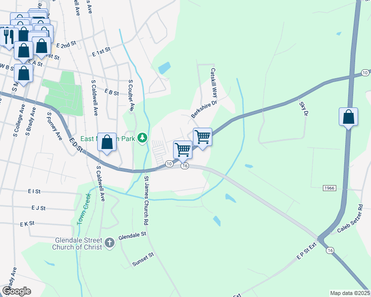 map of restaurants, bars, coffee shops, grocery stores, and more near 1380 North Carolina 10 Highway in Newton