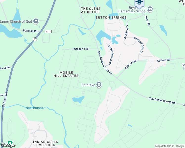 map of restaurants, bars, coffee shops, grocery stores, and more near Kobus Court in Garner