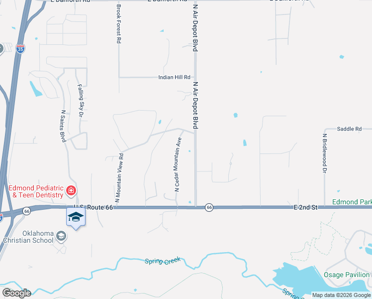 map of restaurants, bars, coffee shops, grocery stores, and more near 200 North Cedar Mountain Avenue in Edmond