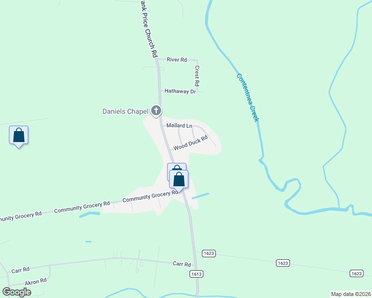 map of restaurants, bars, coffee shops, grocery stores, and more near 4715 Wood Duck Road in Wilson