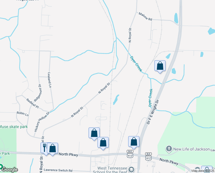 map of restaurants, bars, coffee shops, grocery stores, and more near 2081 North Royal Street in Jackson