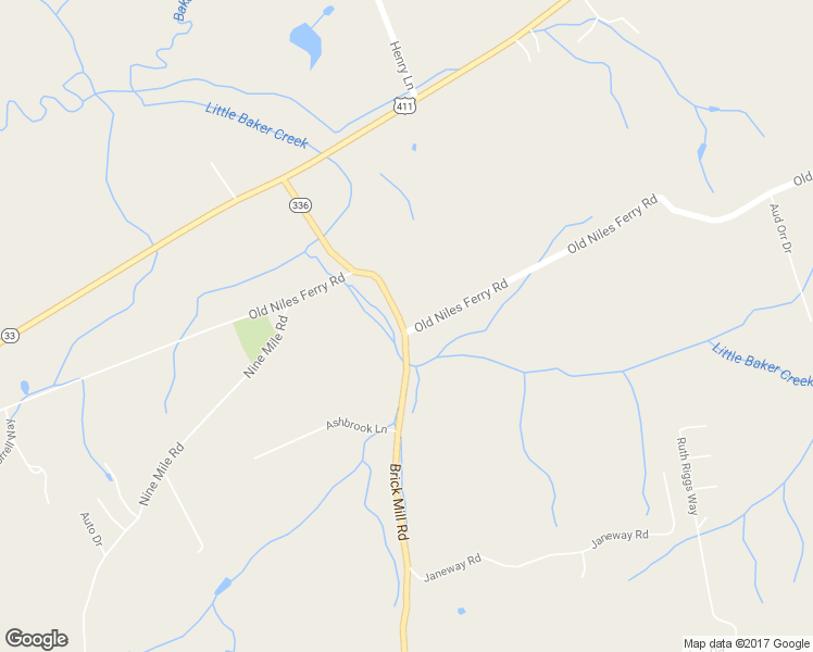 map of restaurants, bars, coffee shops, grocery stores, and more near Brick Mill Rd & Old Niles Ferry Rd in Maryville