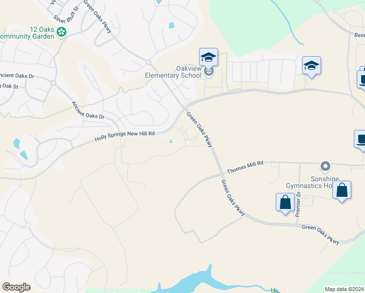 map of restaurants, bars, coffee shops, grocery stores, and more near 11621 New Hill Road in Apex