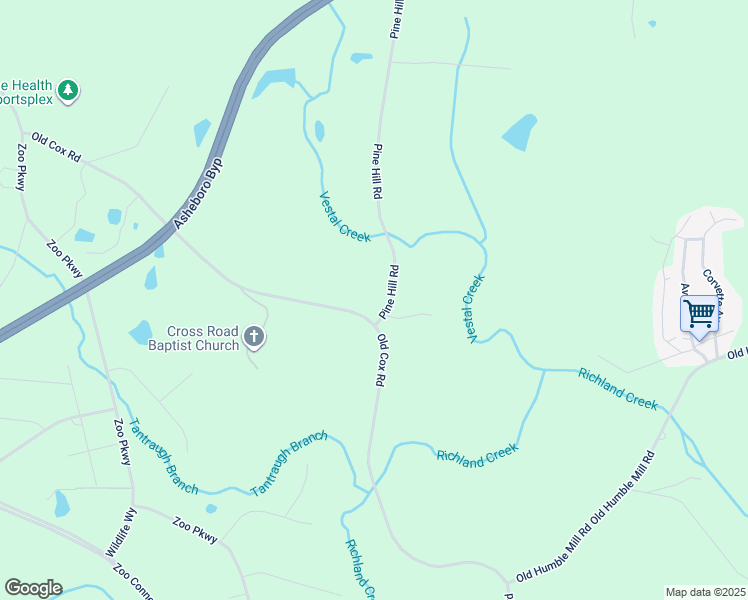 map of restaurants, bars, coffee shops, grocery stores, and more near 1756 Pine Hill Road in Asheboro