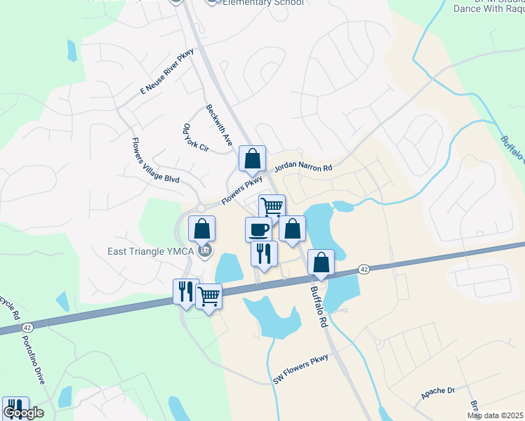 map of restaurants, bars, coffee shops, grocery stores, and more near 36 Congress Street in Clayton