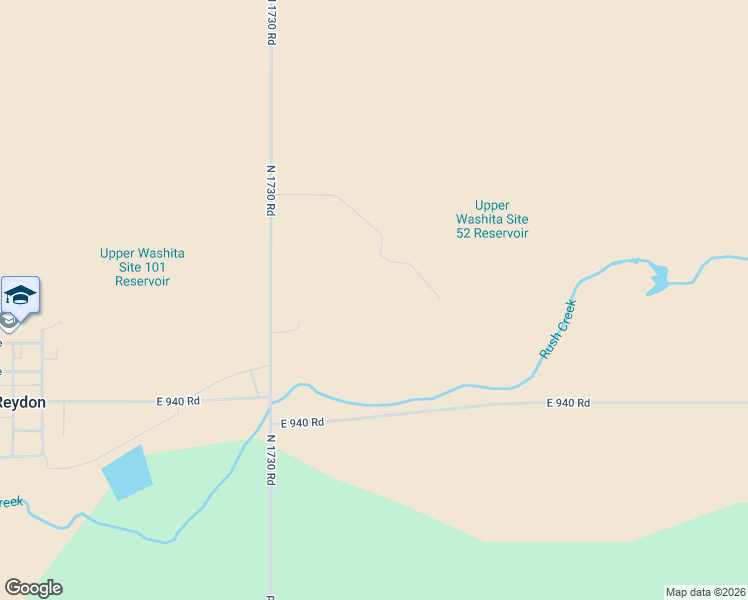 map of restaurants, bars, coffee shops, grocery stores, and more near 9350 North 1730 Road in Reydon