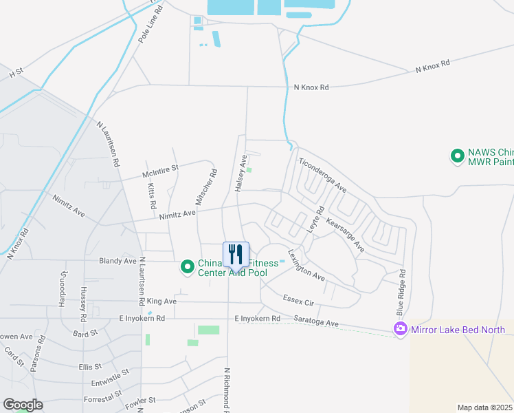 map of restaurants, bars, coffee shops, grocery stores, and more near 1207 Nimitz Avenue in Ridgecrest