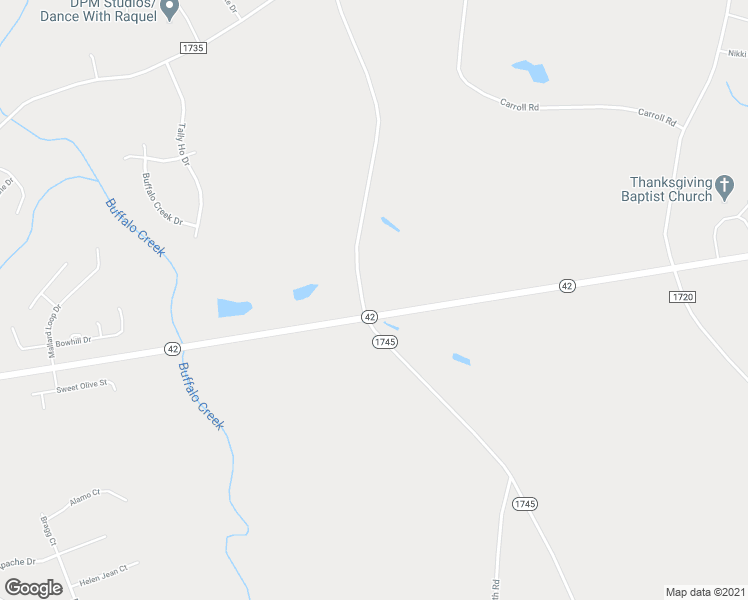 map of restaurants, bars, coffee shops, grocery stores, and more near 6029 Highway 42 in Selma
