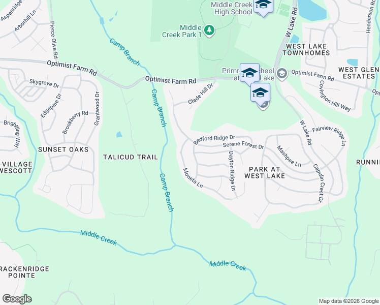 map of restaurants, bars, coffee shops, grocery stores, and more near 7304 Bedford Ridge Drive in Apex