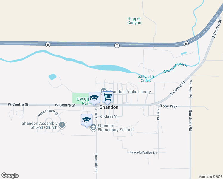 map of restaurants, bars, coffee shops, grocery stores, and more near 245 North 3rd Street in Shandon