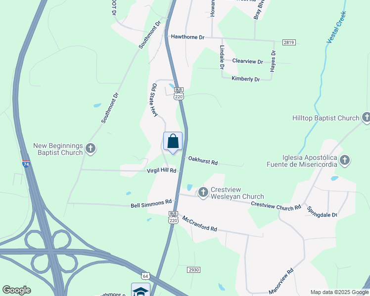 map of restaurants, bars, coffee shops, grocery stores, and more near 3359 U.S. 220 Business in Asheboro