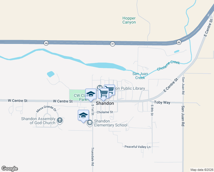 map of restaurants, bars, coffee shops, grocery stores, and more near 245 North 3rd Street in Shandon
