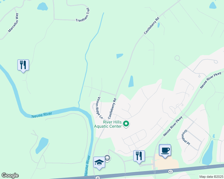 map of restaurants, bars, coffee shops, grocery stores, and more near 685 Castleberry Road in Clayton