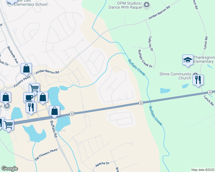 map of restaurants, bars, coffee shops, grocery stores, and more near 10 West Caxton Court in Selma