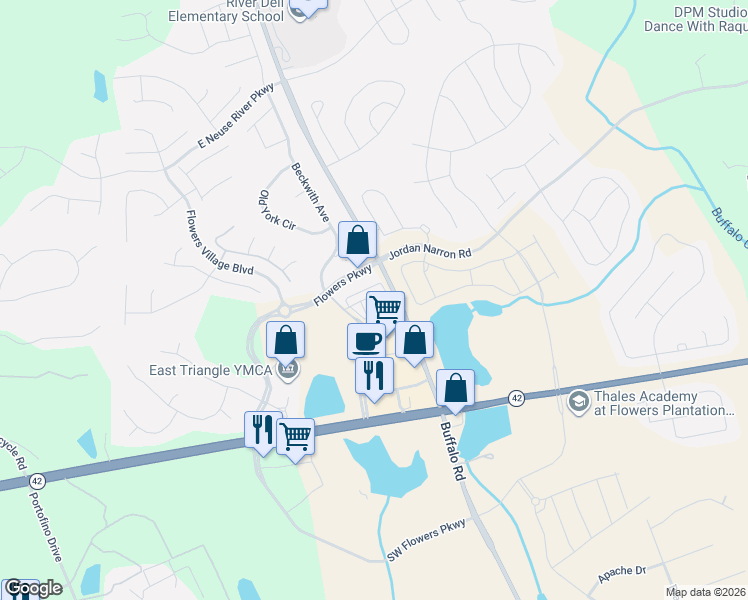 map of restaurants, bars, coffee shops, grocery stores, and more near 75 Oglethorpe Avenue in Clayton
