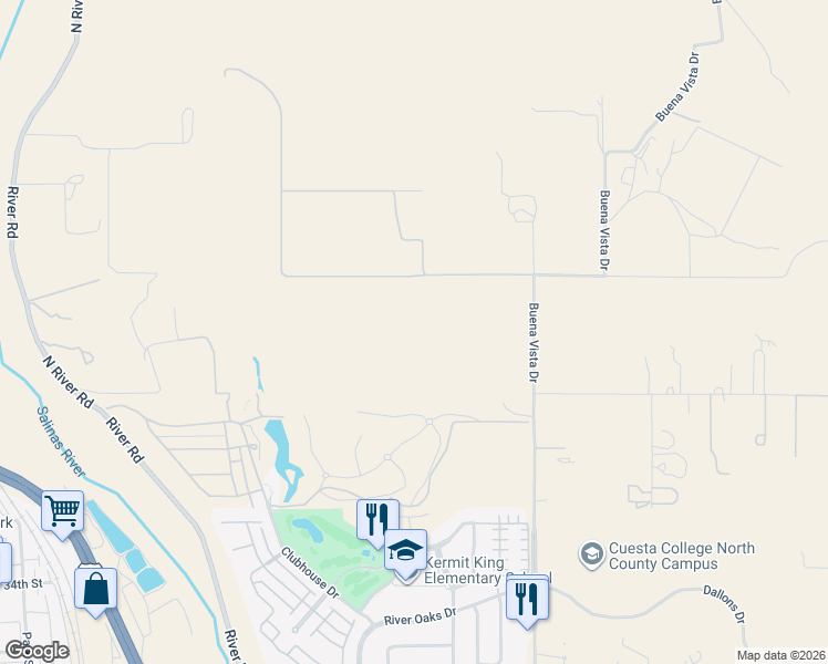 map of restaurants, bars, coffee shops, grocery stores, and more near 3925 Buena Vista Drive in Paso Robles